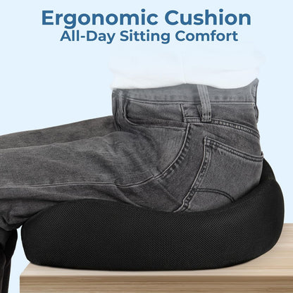 5 STARS UNITED Seat Cushion - Memory Foam Chair Cushion for Tailbone Pain Relief - Ergonomic Support for Coccyx, Sciatica & Butt - Office, Desk & Gaming Chair, Car Seat, Wheelchair, Black Suede