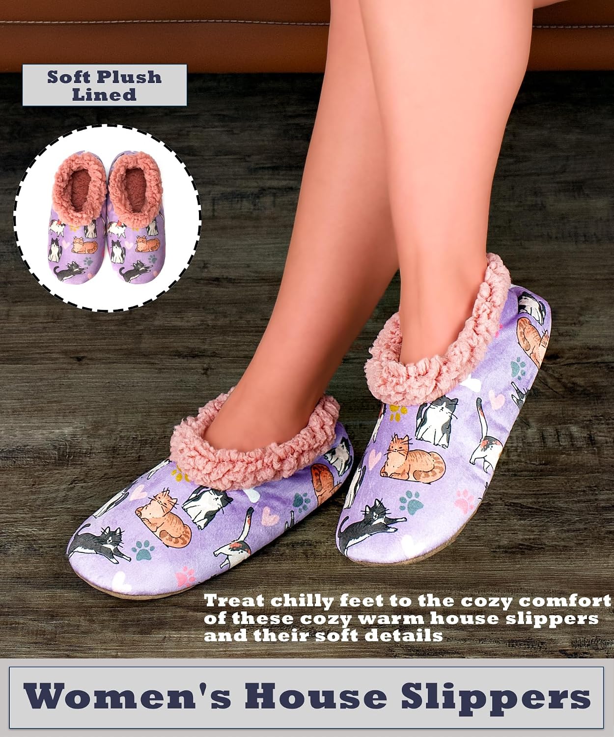 Cozylook Fuzzy Slippers for Women Indoor Soft Sole Slipper Socks with Non Slip Grippers Warm Fluffy