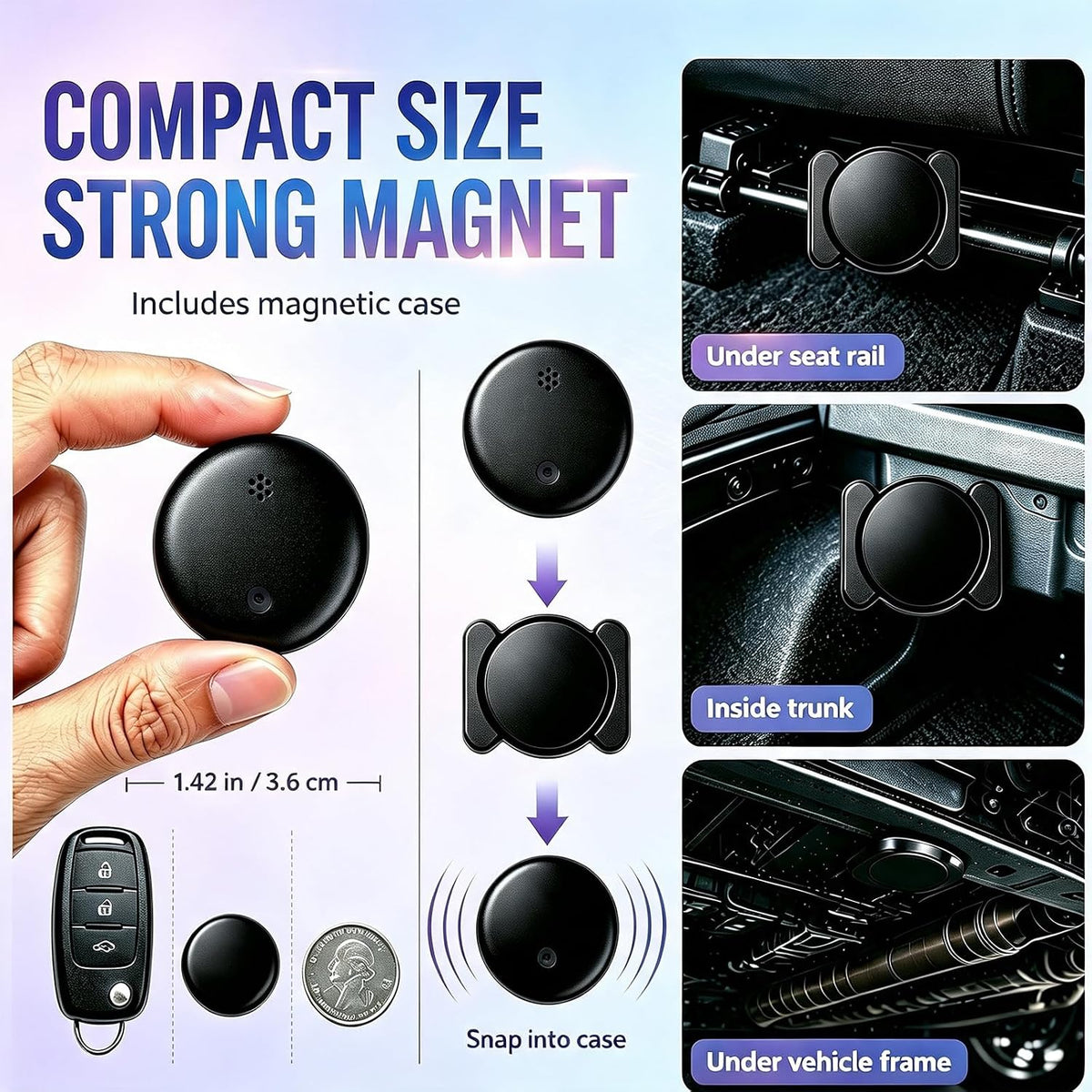 2-Pack Car GPS Tracker, No Monthly Fees, Hidden Vehicle Tracker