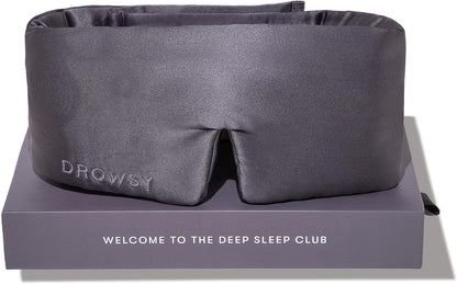DROWSY Silk Sleep Mask - Face-Hugging, Padded Cocoon for Luxury Sleep in Total Darkness - 100% Pure Mulberry Silk (Black Jade)