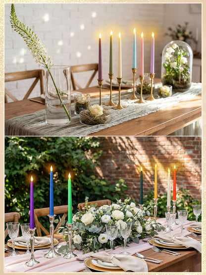 Treela 24 Pcs Flameless Taper Candles Battery Operated Bulk Fake Candles Light LED Candle Sticks Flickering Tapered for Easter Wedding Anniversary Decoration(Basic,11 Inch,Ivory)