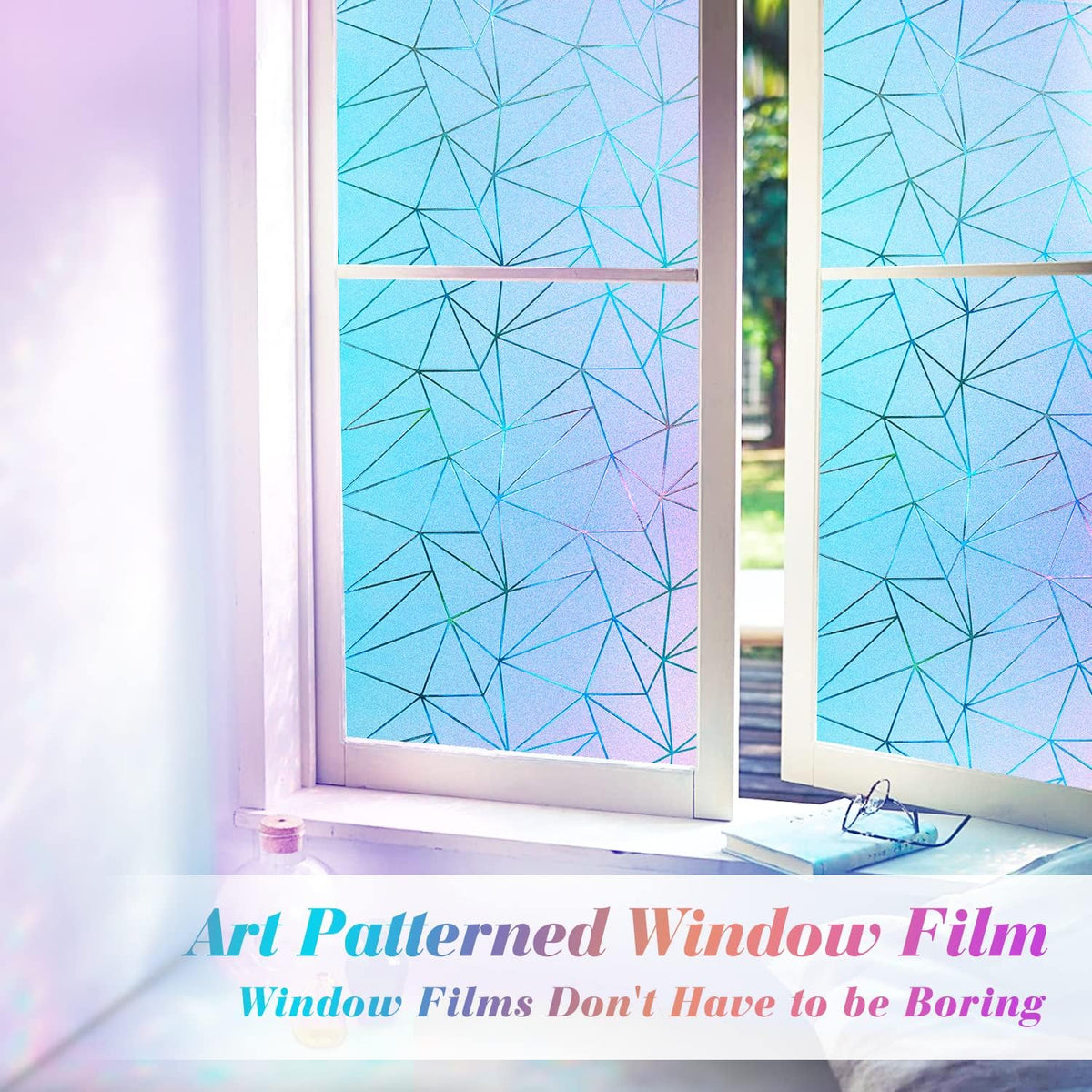 Coavas Blackout Window Privacy Film, Geometric Pattern, 11.8" x 78.7"