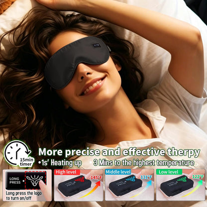 Heated Eye Mask for Dry Eyes Relief, Precise Heating Fits Eyelids,FSA-HSA Eligible,Engineered Cordless Warm Eye Compress for MGD, Styes, Slimmer Silk Sleep Eyeshade,Washable, Rechargeable