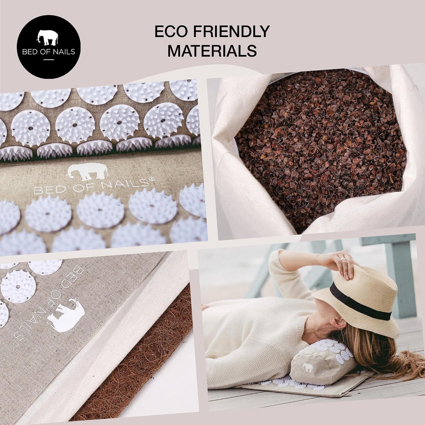 Bed of Nails ECO Set – Original Bon Acupressure Design with 10962 Precision Nails, Mat: 28.5 x 16.5 x 1", Pillow: 14.5 x 6 x 4"