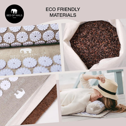 Bed of Nails ECO Set – Original Bon Acupressure Design with 10962 Precision Nails, Mat: 28.5 x 16.5 x 1", Pillow: 14.5 x 6 x 4"