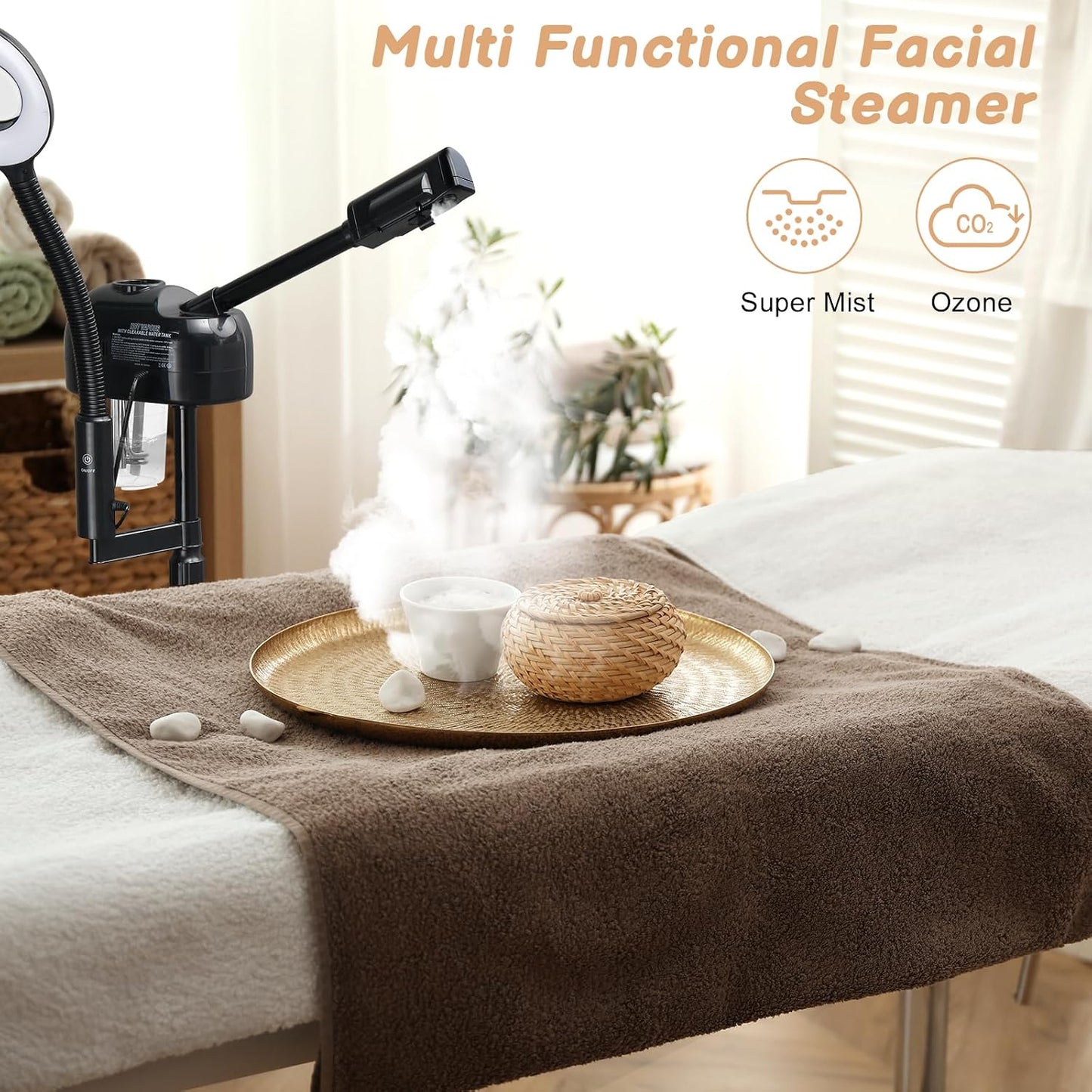Winado 2 in 1 Facial Steamer with 5X Magnification Light, Deep Cleaning