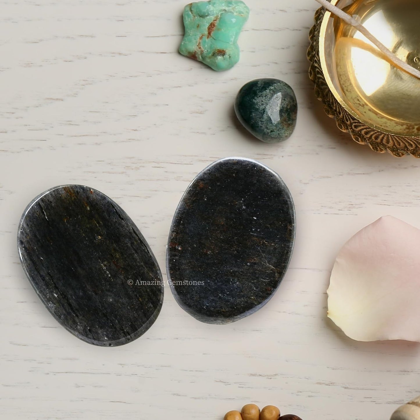 Amazing Gemstone Labradorite Thumb Worry Stone, Anxiety Stone, Healing Crystals - Piedra Crystal Fidget for Gift, Meditation, Calming, Relaxation, Stress Relief - Colors A