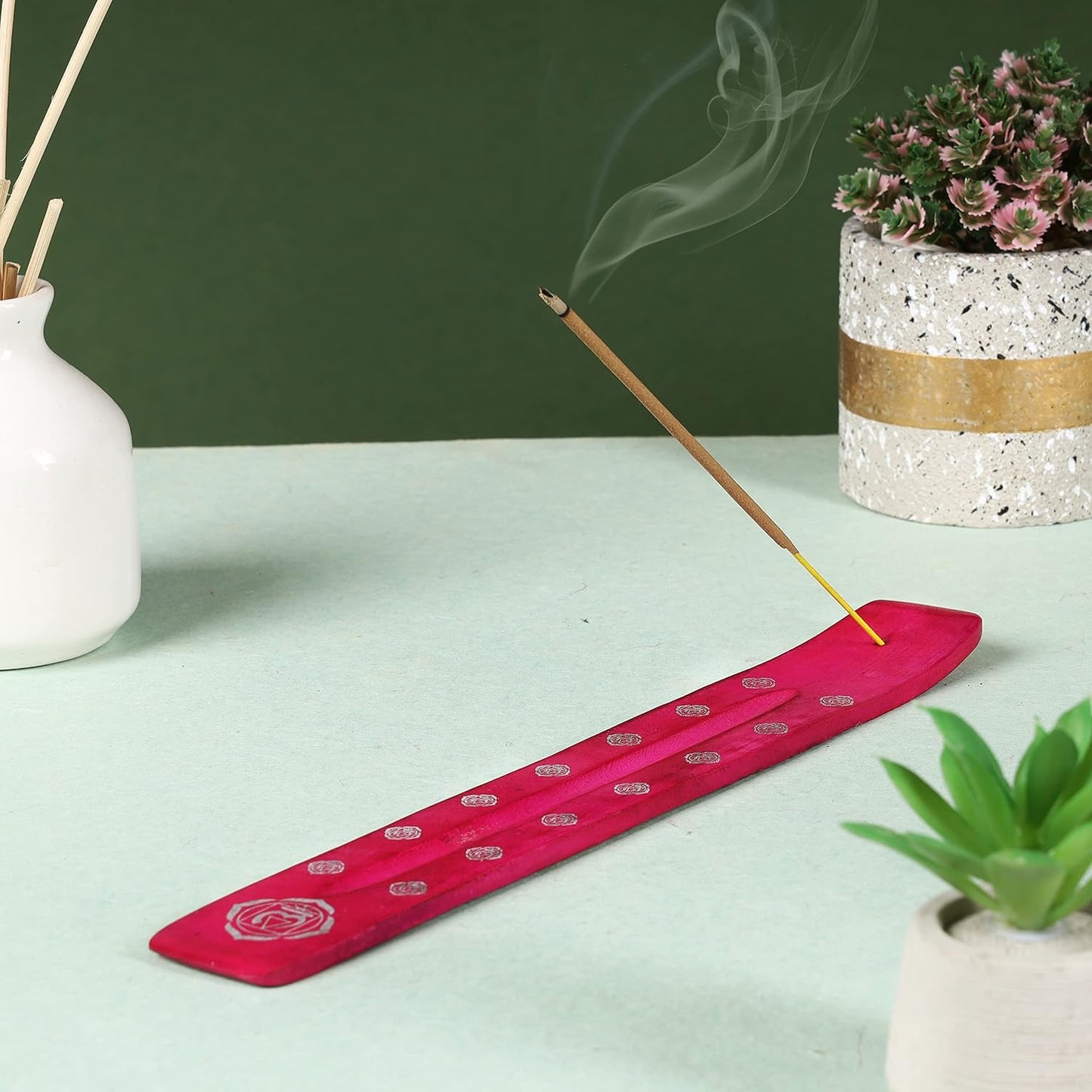 Bless-International Traditional-Handmade-Burner Wooden-Incense-Stick-Holder Ash-Catcher-Stand for-Aromatherapy-Meditation-Yoga (Incense Holder 10 inch(2 pcs))
