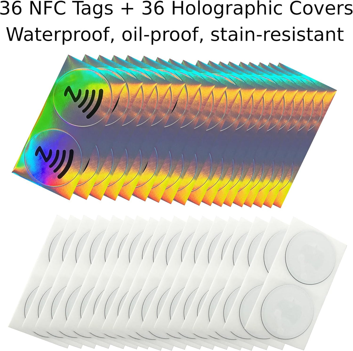 DAMILA NTAG215 Anti-Metal NFC Tags with Holographic Labels