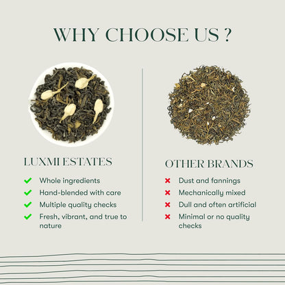 Luxmi Estates Midnight Bloom Jasmine Darjeeling Green Tea | 50 Biodegradable Teabags (50 cups)