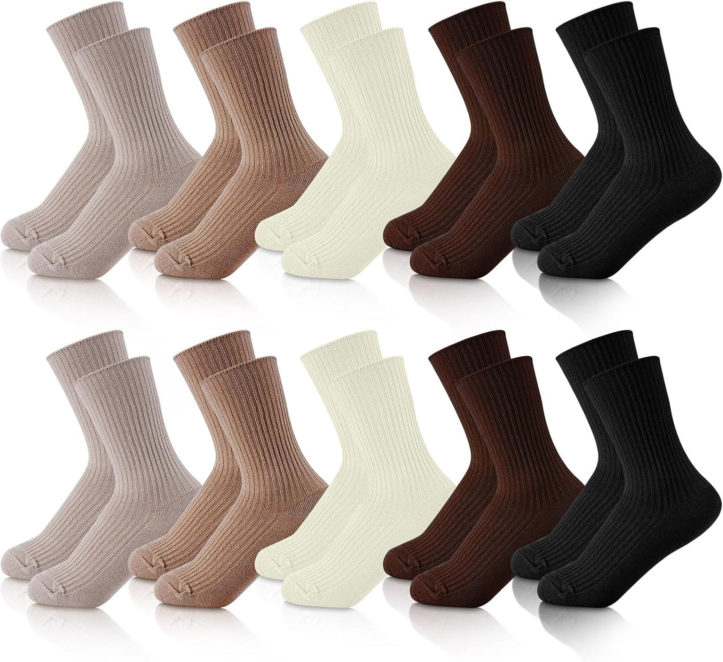 Eurzom 10 Pairs Socks Womens Crew Elastic Ankle Length Cotton Socks Aesthetic Cute Lightweight Low Cut Gifts for Women - Colors A