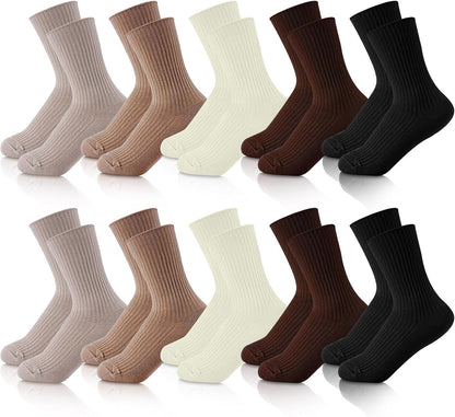 Eurzom 10 Pairs Socks Womens Crew Elastic Ankle Length Cotton Socks Aesthetic Cute Lightweight Low Cut Gifts for Women - Colors A