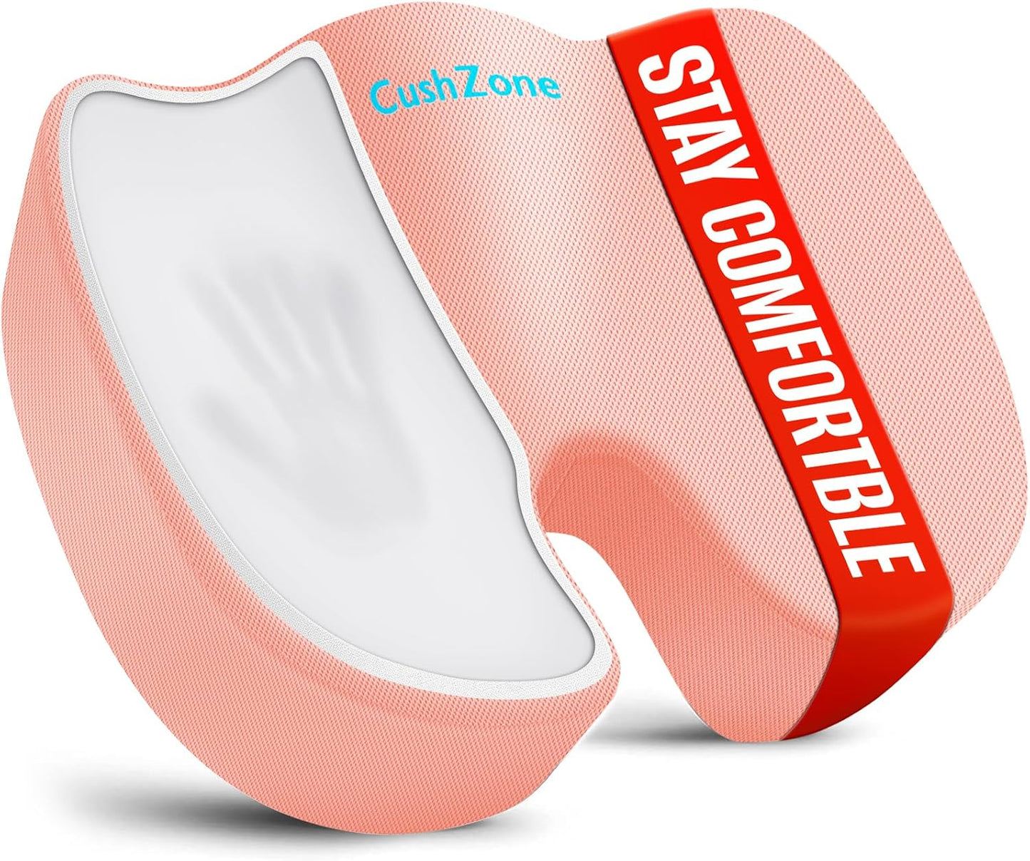 CushZone Seat Cushion - Memory Foam Office Chair Cushion for Sciatica, Tailbone & Back Pain Relief - Orthopedic Coccyx Pillow for Car, Airplane, Pregnancy & Long Sitting at Work, Black