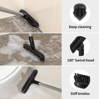 MR.SIGA Heavy Duty Grout Scrub Brush with Long Handle, Shower Floor Scrubber for Cleaning, Tile Scrub Brush with Stiff Bristles