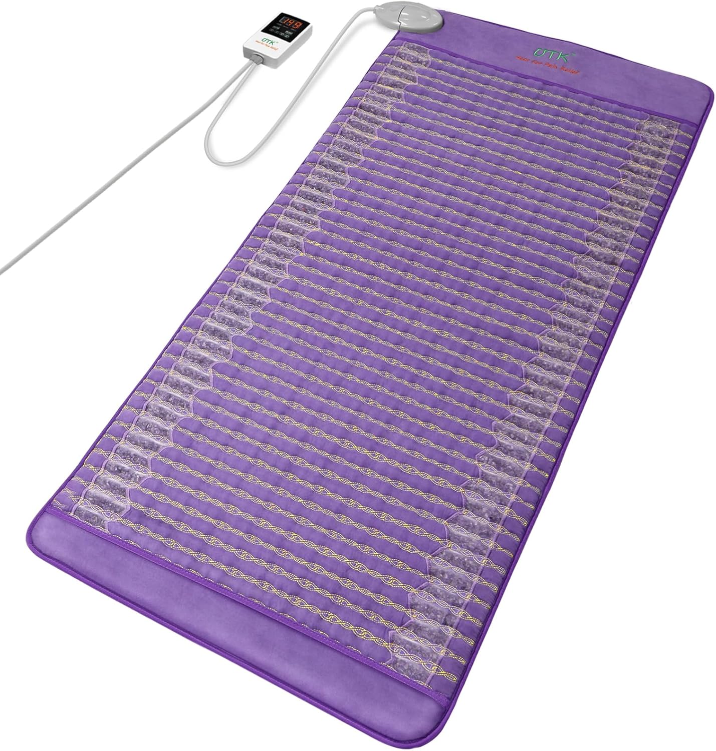 UTK Far Infrared Heating Pads for Back, 5X Pain Relief Amethyst Heating Pad for Sciatica, Waist, Abdomen, Thigh, Hip, Hotter to 159℉, FSA-HSA Eligible, 4H Auto-Off, Gift for Women Men, 24'' x 16''