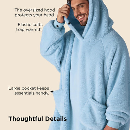 Bedsure Wearable Blanket Hoodies, Blanket Hoodie as Mothers Day Birthday Gifts for Mom Women, Warm Cozy Soft Sweatshirt Hooded Blankets for Women Men Adults, Grey, Standard