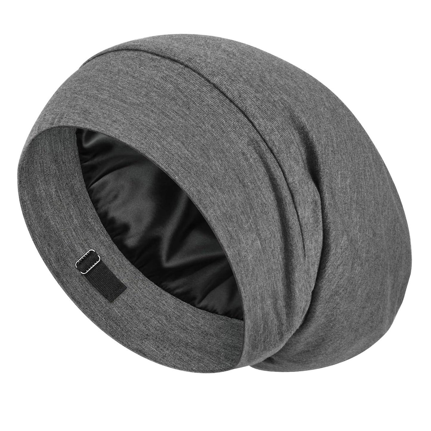 LULUSILK 100% Mulberry Silk Bonnet for Sleeping Women and Men, No More Frizzy Tangled Hair, Real Silk Sleep Cap for Curly Hair, Black, Pack of 1