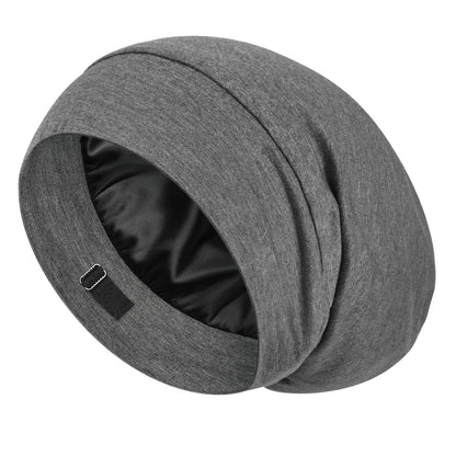 LULUSILK 100% Mulberry Silk Bonnet for Sleeping Women and Men, No More Frizzy Tangled Hair, Real Silk Sleep Cap for Curly Hair, Black, Pack of 1