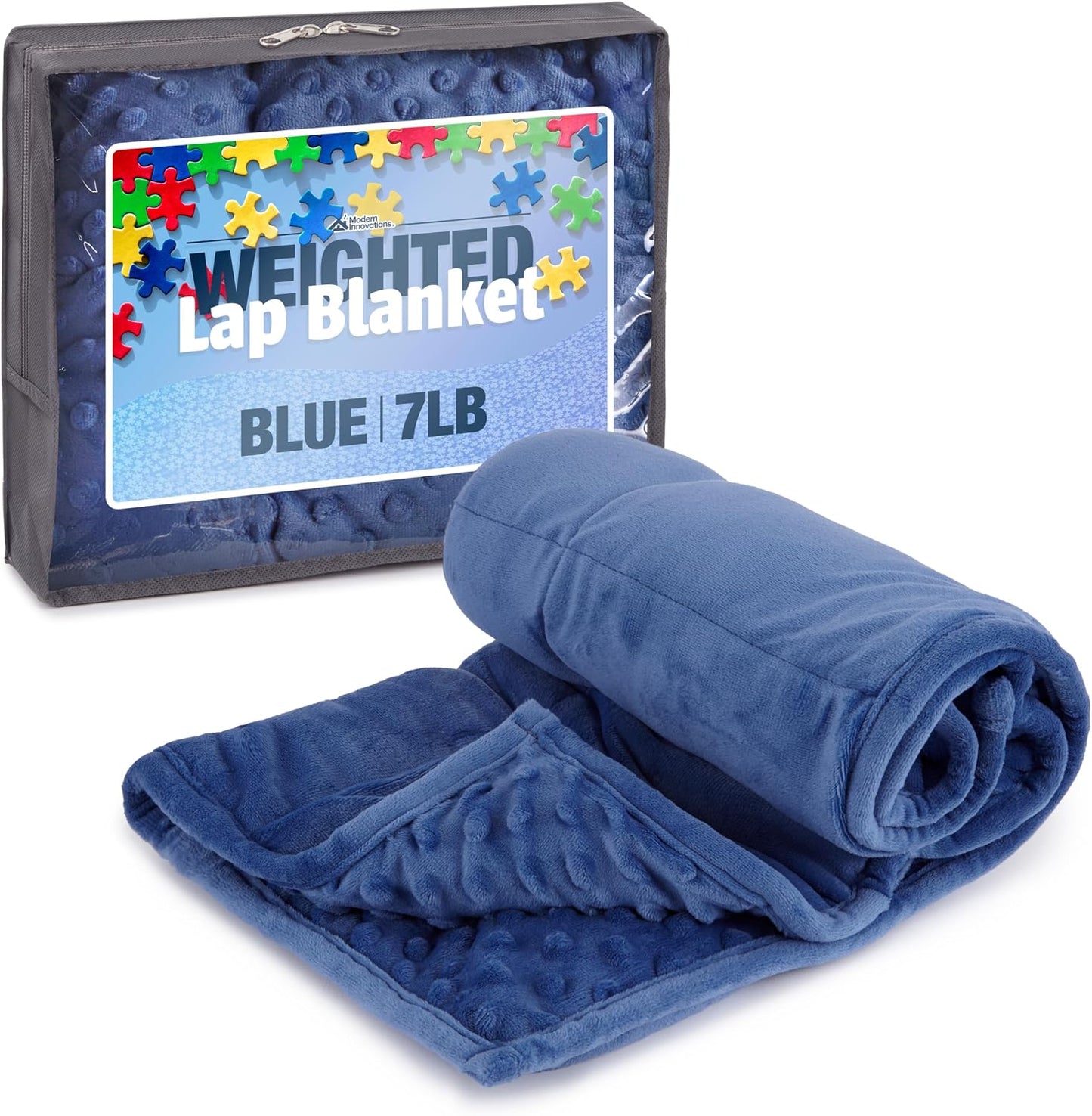 Kidaddle 5lb Weighted Blanket for Kids (Blue) 19x22 Inch, Plush Minky Weighted Lap Pad with Travel Bag for Ages 4+