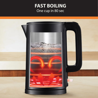 KRUPS Smart Temp Electric Kettle: 1.7L Capacity, 5 Precise Temperature Settings, Digital Display, Cool-Touch Exterior, Cordless Design for Tea and Coffee Lovers