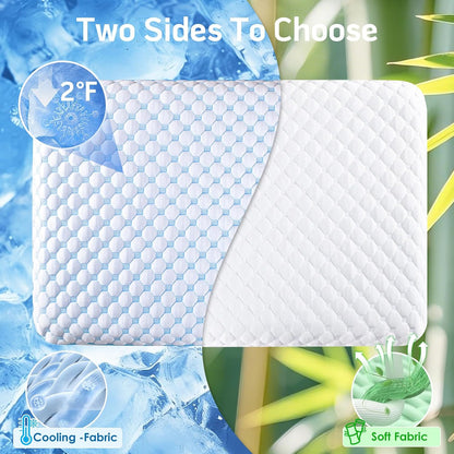 Thin Pillow for Sleeping, Cooling Gel Flat Pillow for Stomach and Back Sleepers, Ultra Slim Stomach Sleeping Pillows for Shoulder Neck Pain Relief, Low Profile Memory Foam Pillows 2.25-inches