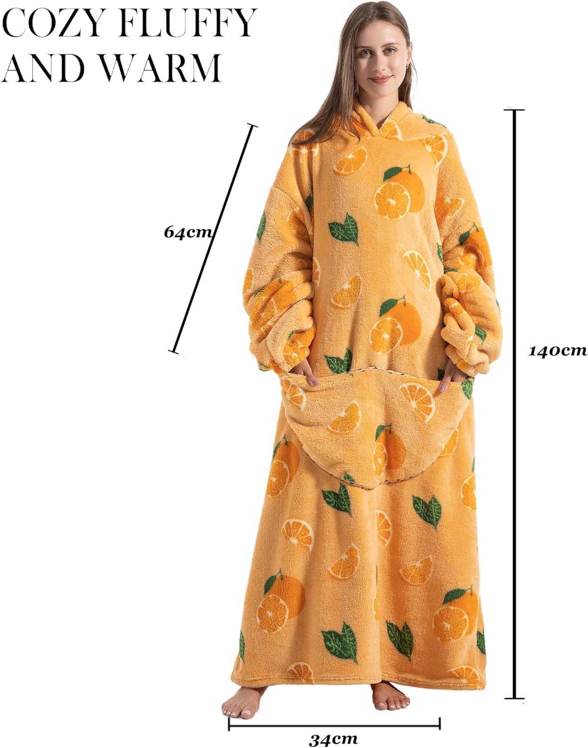 Capecage Blanket Hoodie, Long Hooded Blanket Sweatshirt as Birthday Gifts for Women Men, Long Wearable Blanket for Women Men.