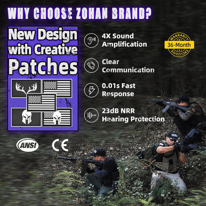 ZOHAN Electronic Shooting Earmuffs Built in Ambient Sound Amplifier, Hearing Protection for Shooters, NRR 23dB Noise Reduction, Ideal Gun Range Ear Protection Headphones for Hunting-Black&Purple