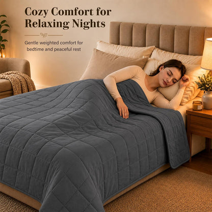 L'AGRATY Weighted Lap Pad 7lb: Small Weighted Blanket for Adults - Cooling Portable Travel Blanket for Relaxation Sleeping - Washable All-Season (29" x 24")