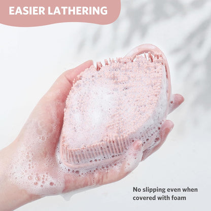Sndyi Silicone Body Scrubber, Gentle Exfoliating Body Scrubber for Sensitive Skin, Leaf Shaped Shower Scrubber for Body with Lathering Bristles, Silicone Loofah Body Brush for Showering, Oatmeal