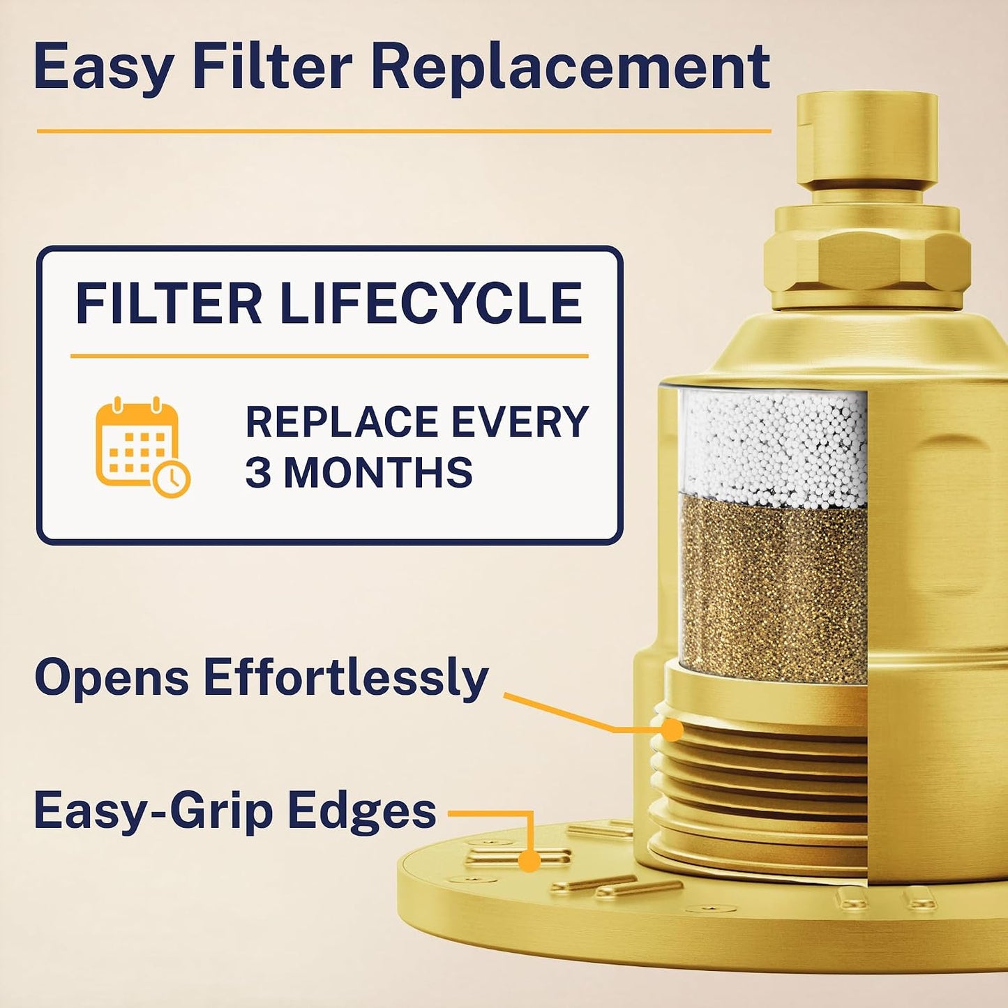 Gillian Metal Filtered Shower Head High Pressure, KDF-55 Removes Chlorine