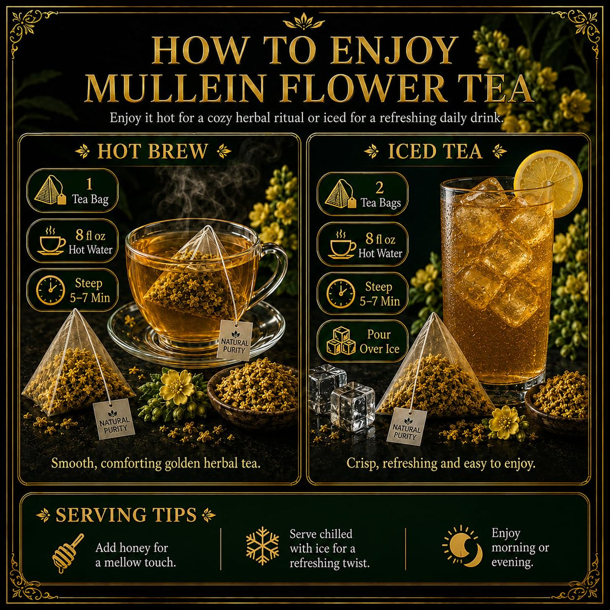 WOTIHA Mullein Leaf Tea Bags 150 Ct - Pure Herbal Tea for Lung Health
