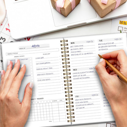 Undated Weekly Planner With Habit Tracker & To Do List 5.7 x 8.0 inch | Avoid Unfocused Busywork,Productivity Organizer,No-Bleed Thick Pages,Portable Size,Lay-Flat Spiral for Hands Free