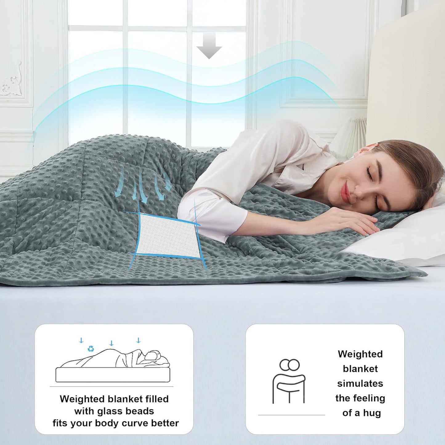 Alomidds Weighted Lap Blanket 7lbs, Cozy Luxury Breathable Weighted Blanket for Adults, Weighted Lap Pad for Travel, Relaxation, Sleeping, Purple, 29" x 24"