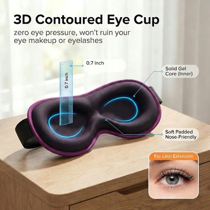 3D Cooling Gel Weighted Eye Mask for Sleeping, 100% Blackout Sleep Mask
