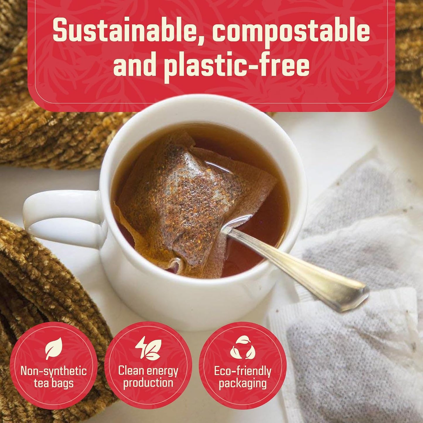 Red Rooibos Tea 100 Teabags USDA Organic - Naturally Caffeine Free - Cederberg Tea Company