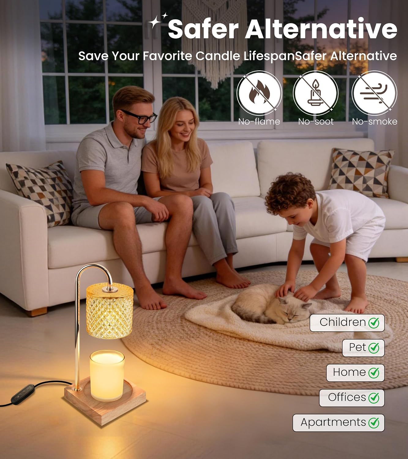 TigQiang Candle Warmer Lamp with Timer Dimmer, Birthday Gifts for Women Mom, House Warming Gifts, Elegant New Home Decor, Wax Warmer for Jar Candles, Heater Lamp for Scented Wax, Amber Glass