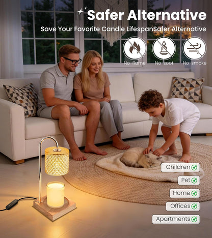 TigQiang Candle Warmer Lamp with Timer Dimmer, Birthday Gifts for Women Mom, House Warming Gifts, Elegant New Home Decor, Wax Warmer for Jar Candles, Heater Lamp for Scented Wax, Amber Glass