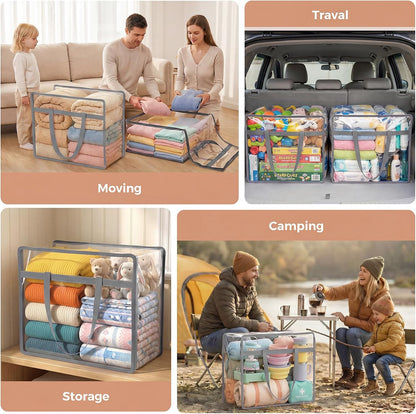 Clear Storage Bags for Clothes, 45L Closet Organizers and Storage