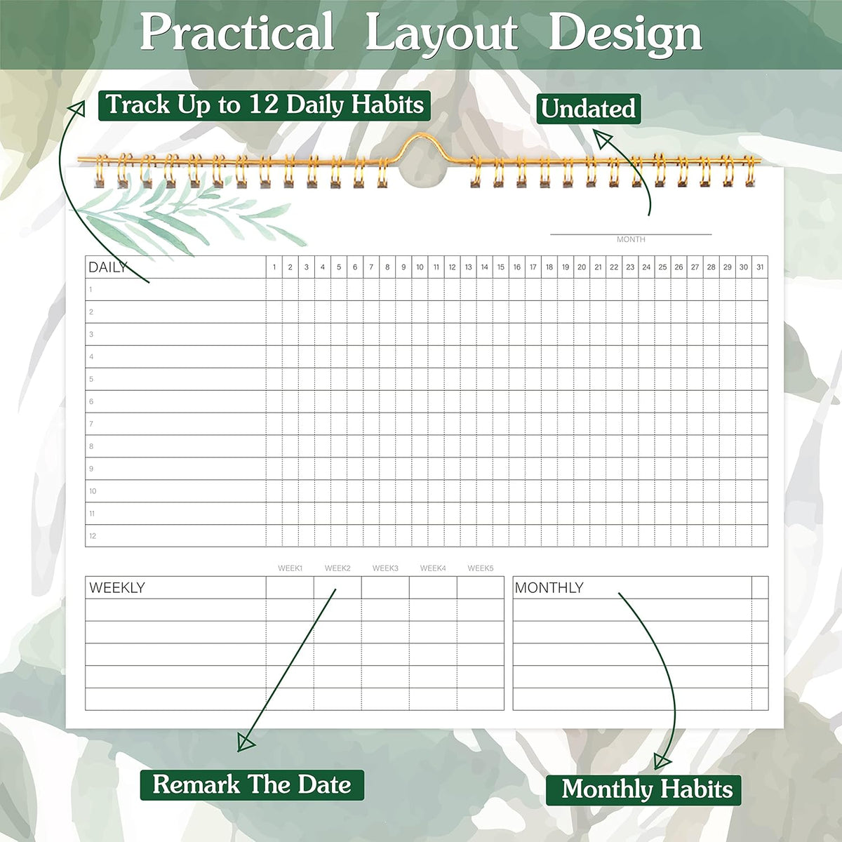 Habit Tracker Calendar- Daily, Weekly & Monthly Habit Tracker Journal