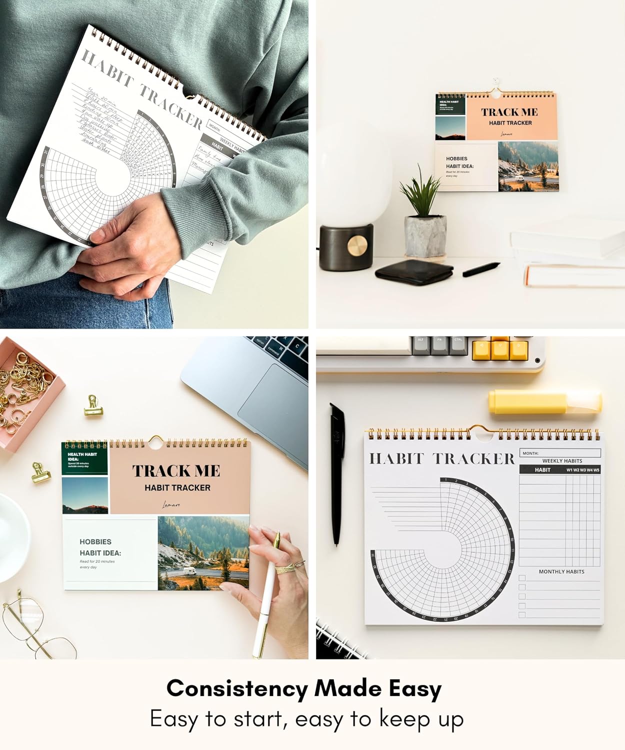 Lamare 2026 Habit Tracker Calendar – Premium Daily Habit Tracker Journal and Goal Board, Workout Motivation & Productivity Tool