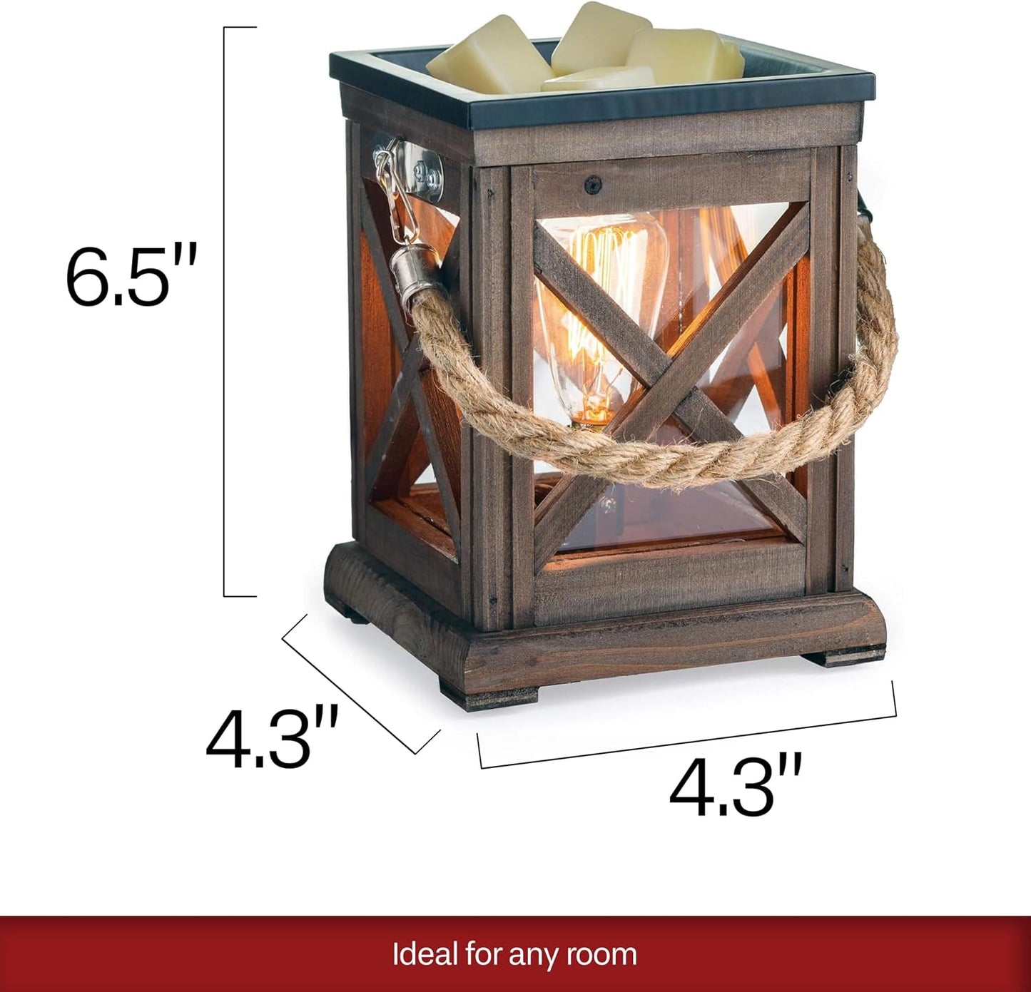 Candle Warmers ETC. Vintage Bulb Illumination Fragrance Warmer- Light-Up Warmer for Warming Scented Candle Wax Melts and Tarts to Freshen Room, Apothecary