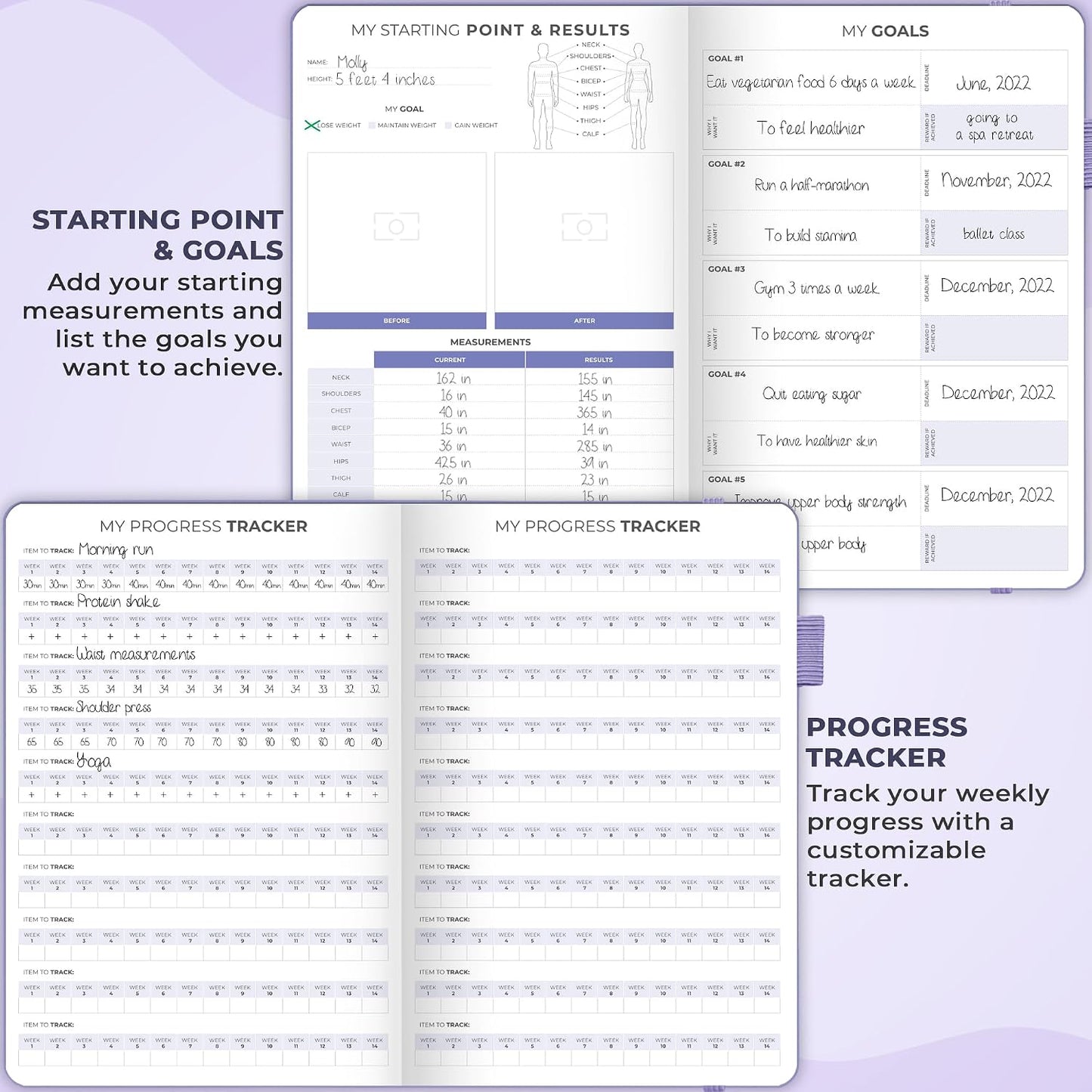 Clever Fox Fitness & Food Journal – Nutrition & Workout Planner for Women & Men – Diet & Gym Exercise Log Book with Calendars, Diet & Training Trackers - Undated, A5 Size, Hardcover (Forest Green)