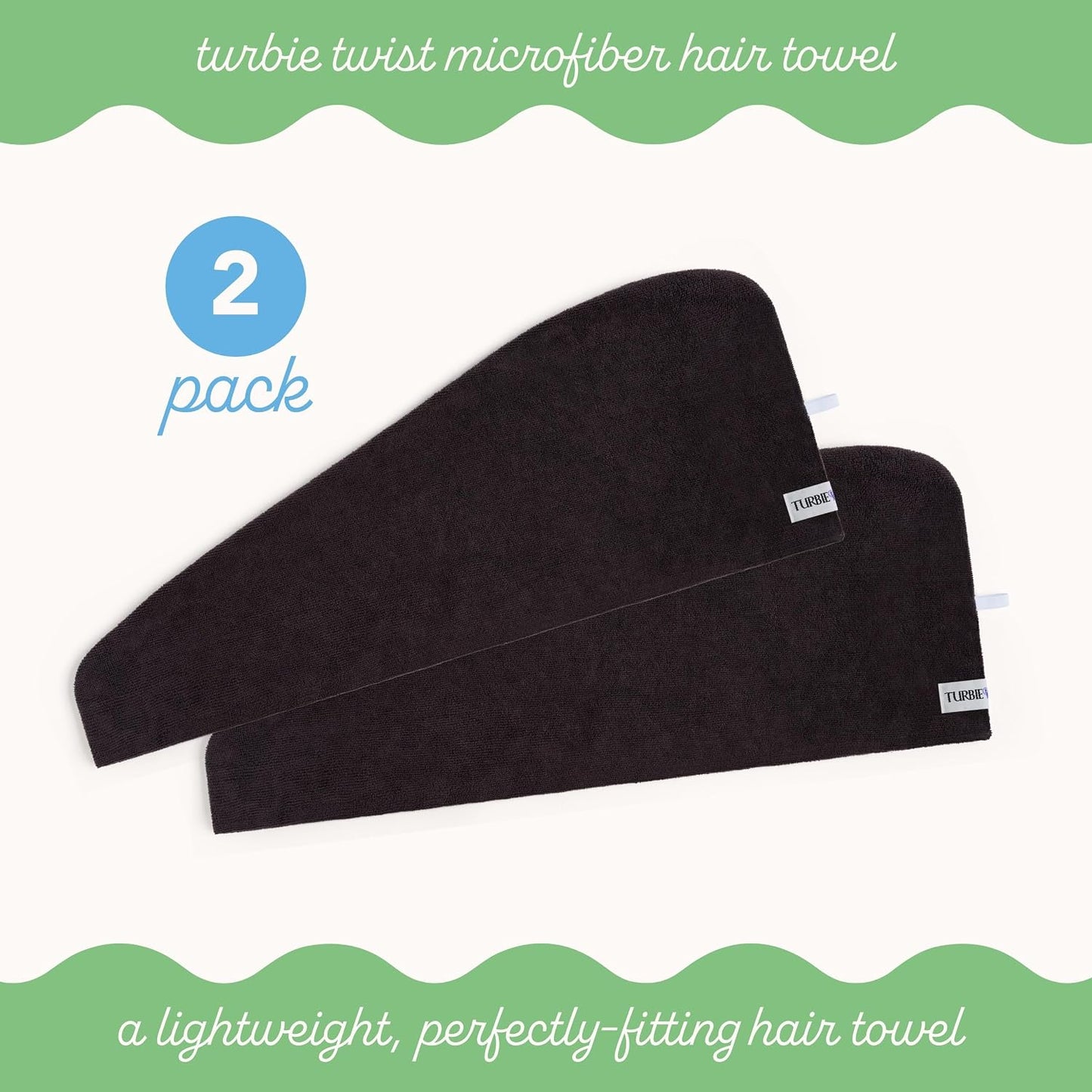 Turbie Twist 2-Pack Microfiber Hair Towel for Beauty, Travel, Gifting - Hair Wrap Turban for Straight, Wavy & Curly Hair - Premium Personal Care - Dark Purple & Light Purple