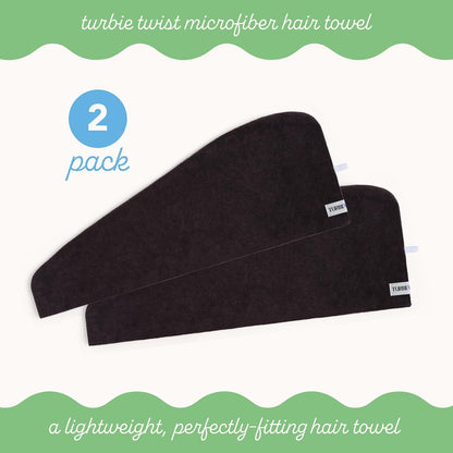 Turbie Twist 2-Pack Microfiber Hair Towel for Beauty, Travel, Gifting - Hair Wrap Turban for Straight, Wavy & Curly Hair - Premium Personal Care - Dark Purple & Light Purple