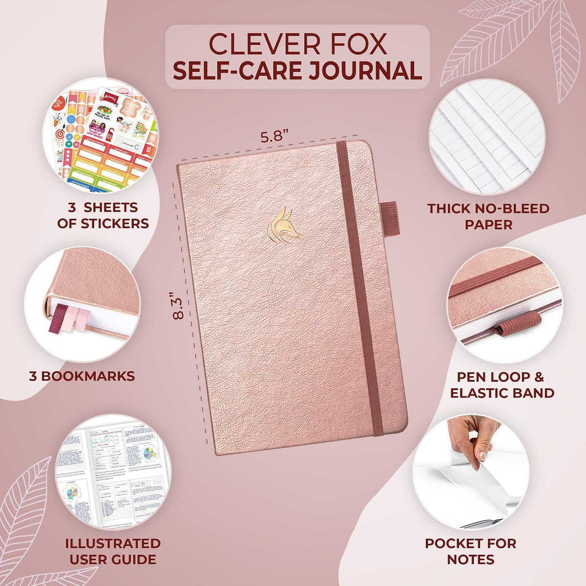 Clever Fox Self-Care Journal for Women, Daily Planner 5.8x8.3 Aquamarine