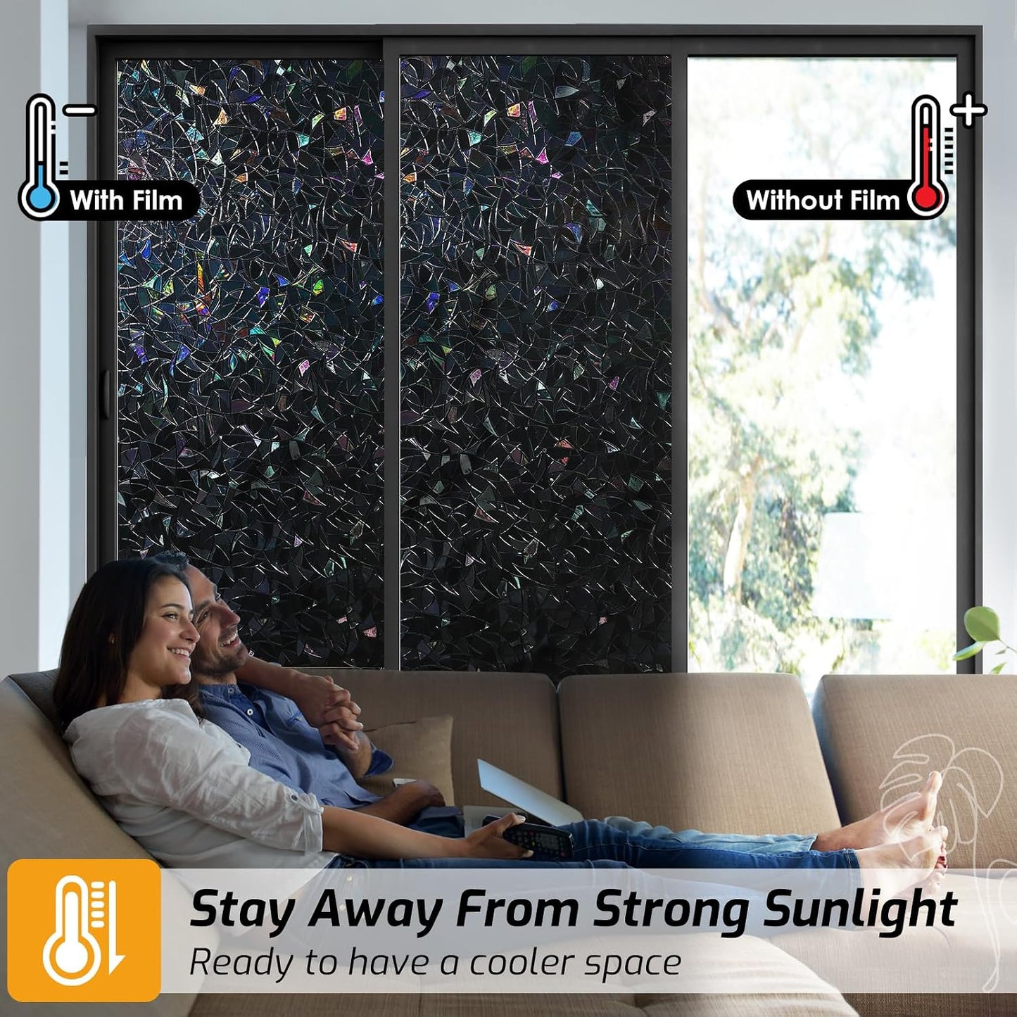 LUTE Blackout Window Film, Window Tint for Home Privacy, 17.5" x 78.7"
