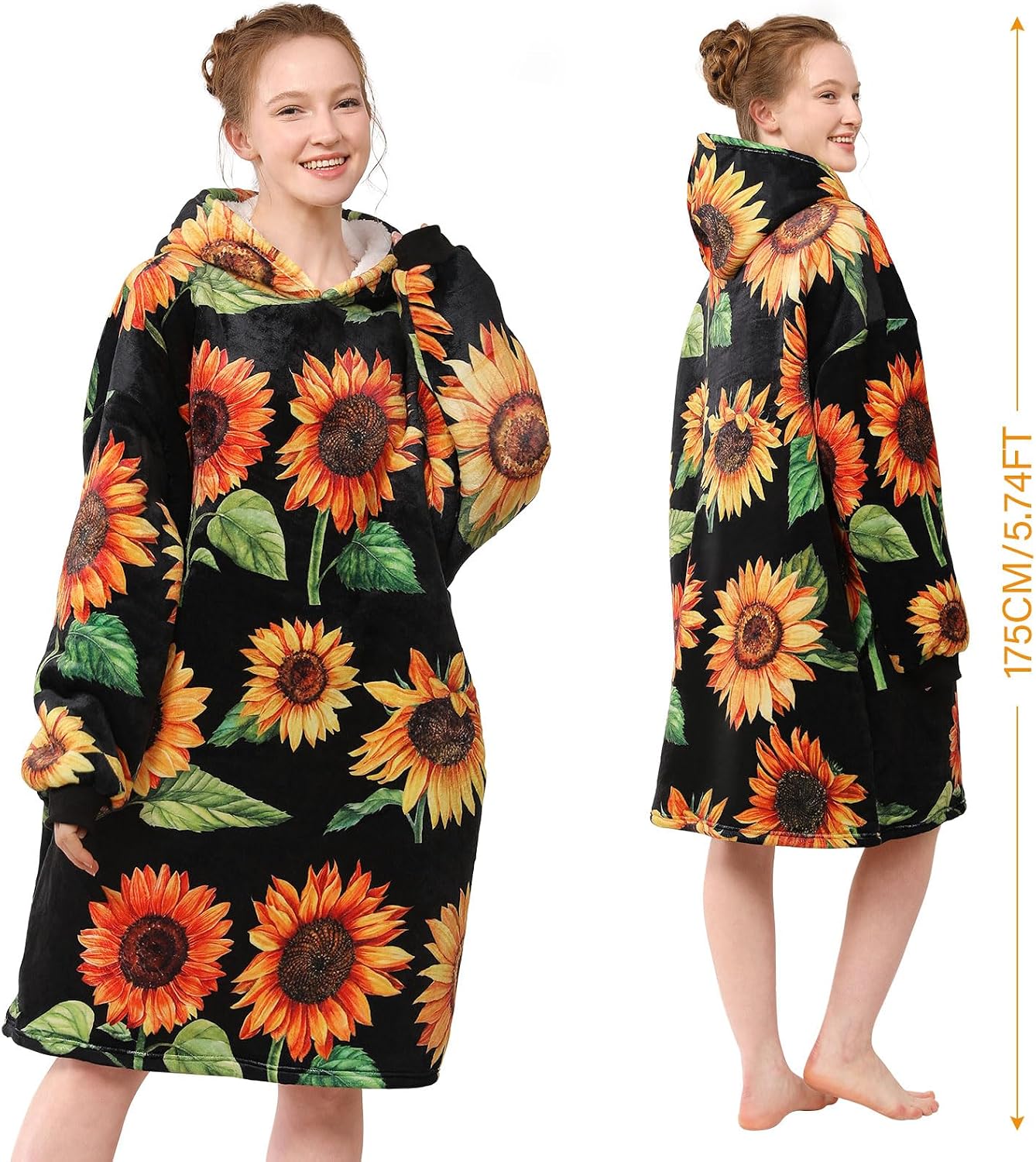 LetsFunny Blanket Hoodie,Oversized Wearable Sherpa Fleece Blanket Sweatshirt,Super Soft Warm Cozy with Giant Pocket,Gifts for Women Men Adults Teenagers, One Size Fits All