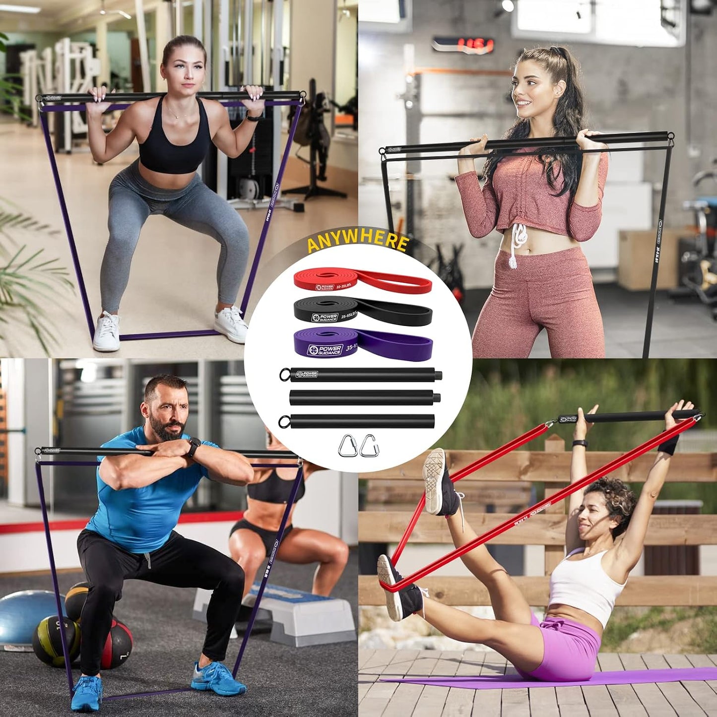 POWER GUIDANCE Resistance Bands, Set of 5 Pull Up Bands, Pull Up Assistance Bands, Exercise Bands, Resistance Bands Set for Legs, Working Out