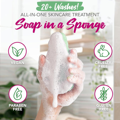 Spongeables Anti-Cellulite Body Wash in a Sponge, Moisturizer and Exfoliator, 20+ Washes