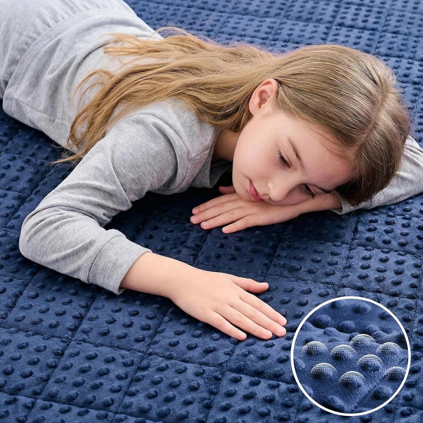 yescool Weighted Lap Pad 2 lb Blue Small Lap Blanket, Weighted Lap Blanket Cooling Heating Weighted Throw Blankets, Minky Blankets Gifts for Travel Outdoor Indoor, 20 * 30in